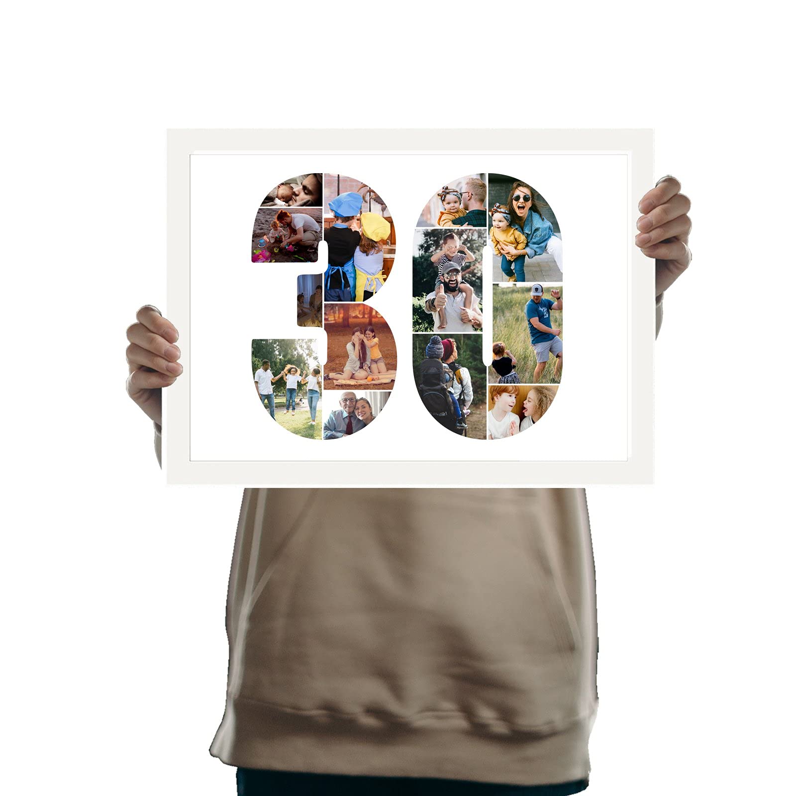 You Personalise 30th Birthday Personalised Photo Collage Framed White A4