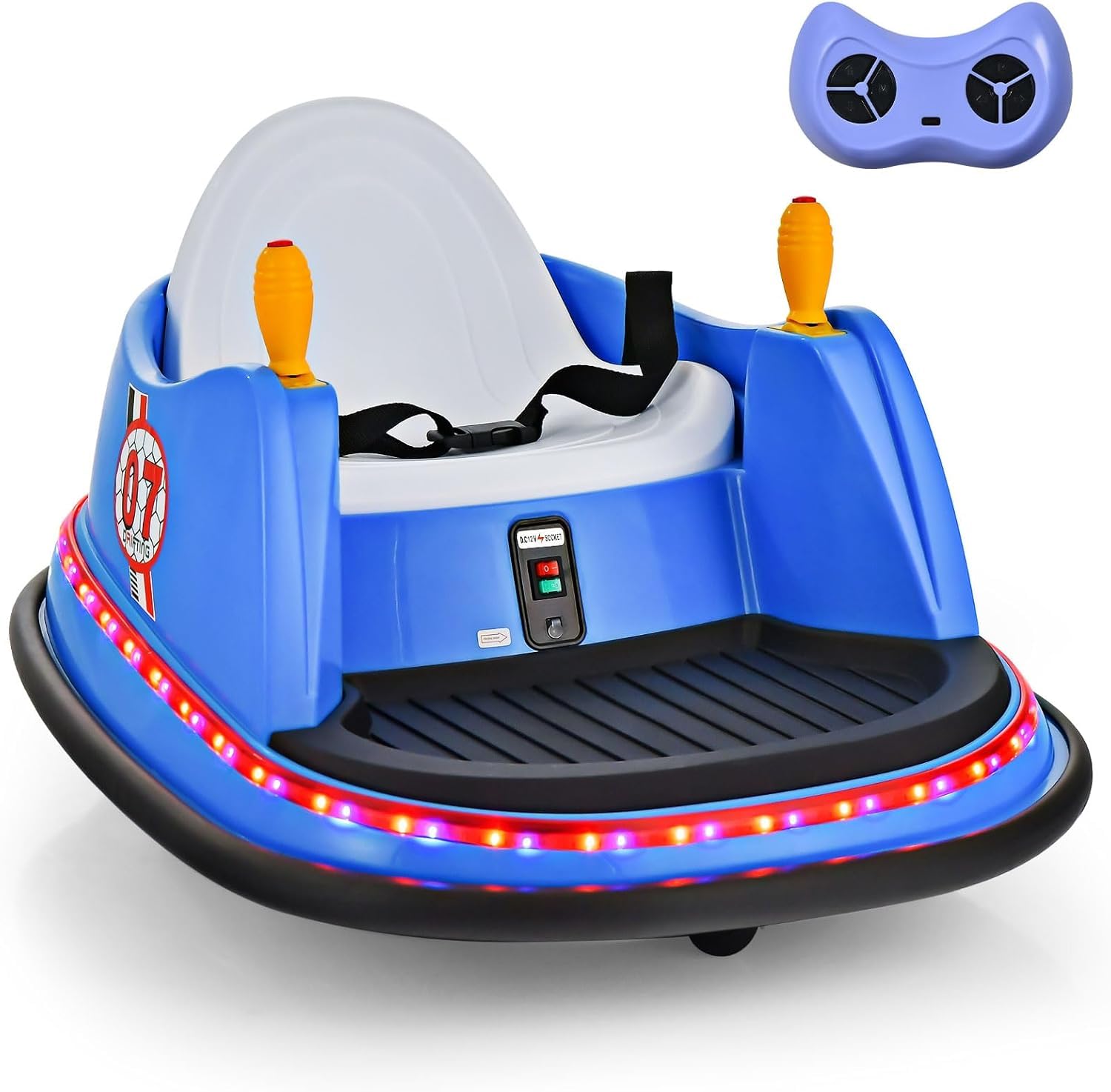 Toddler Bumper Car, 6V Battery Powered Baby Ride on Bumper Car, Dual Joysticks, Flashing LED Light & 360 Degree Spin, Electric Vehicle Ride on Toys w/Remote Control, Gift for Boys Girls (Blue)