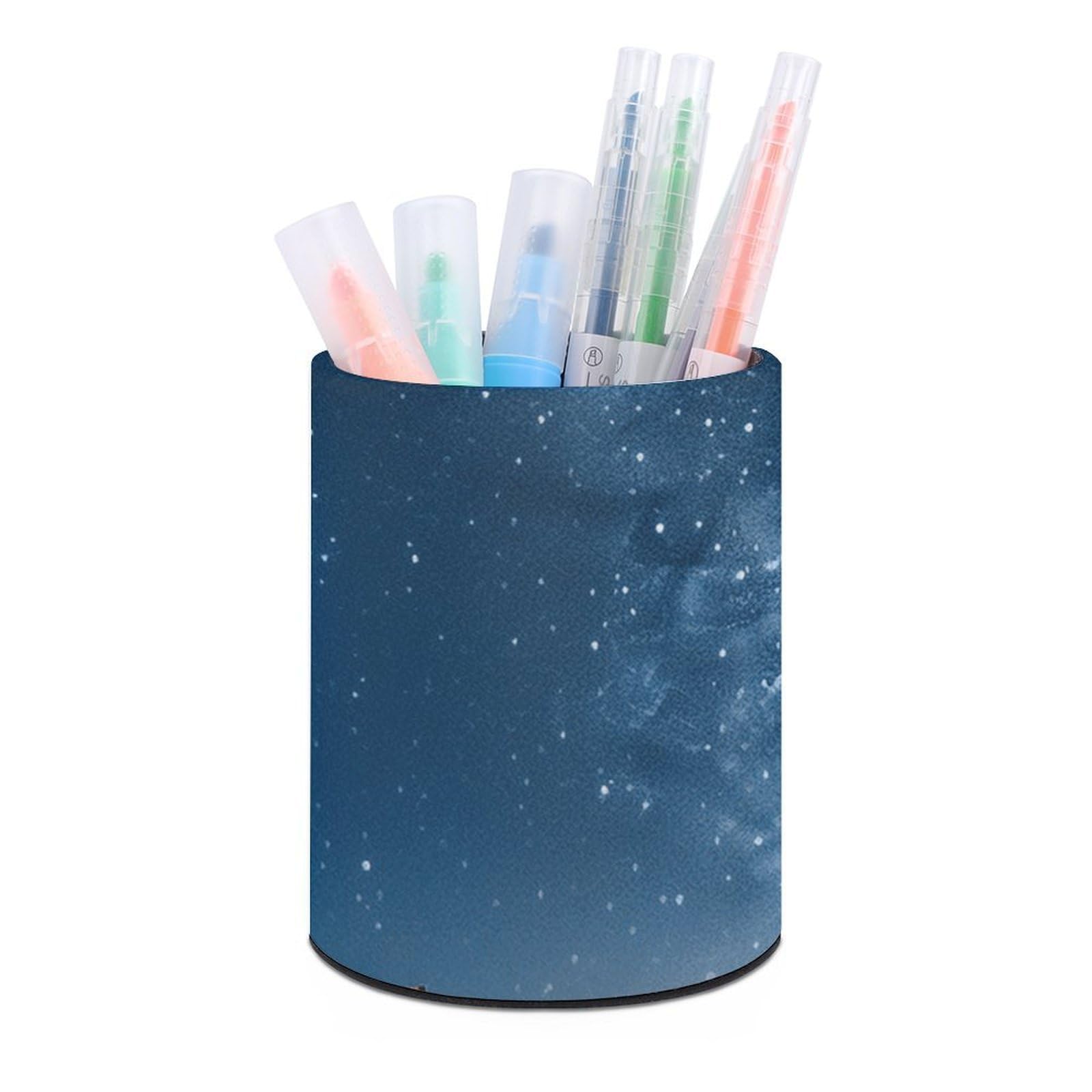 FekiLoot PU Leather Round Pen Holder Lighthouse Under Starry Night Sky Pencil Holder Desk Organizer Pen Organizer Pen Cup Pencil Cup Caddy Desktop Stationery Organizers for Office Home Supplies