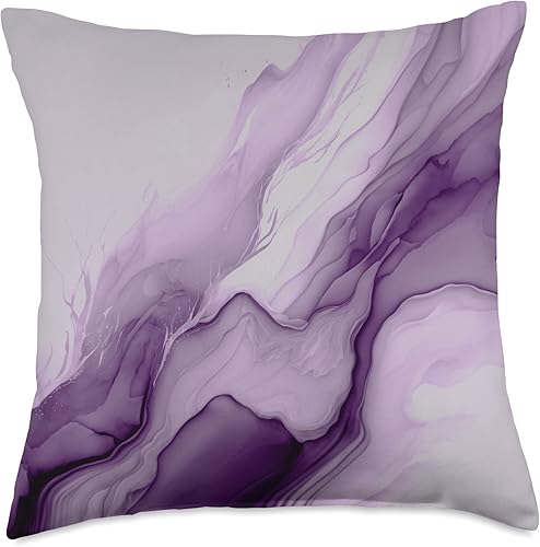 Pretty Trendy Modern Color Designs Almohada de flujo de tinta abstracta color morado lavanda 18 x 18 pulgadas multicolor