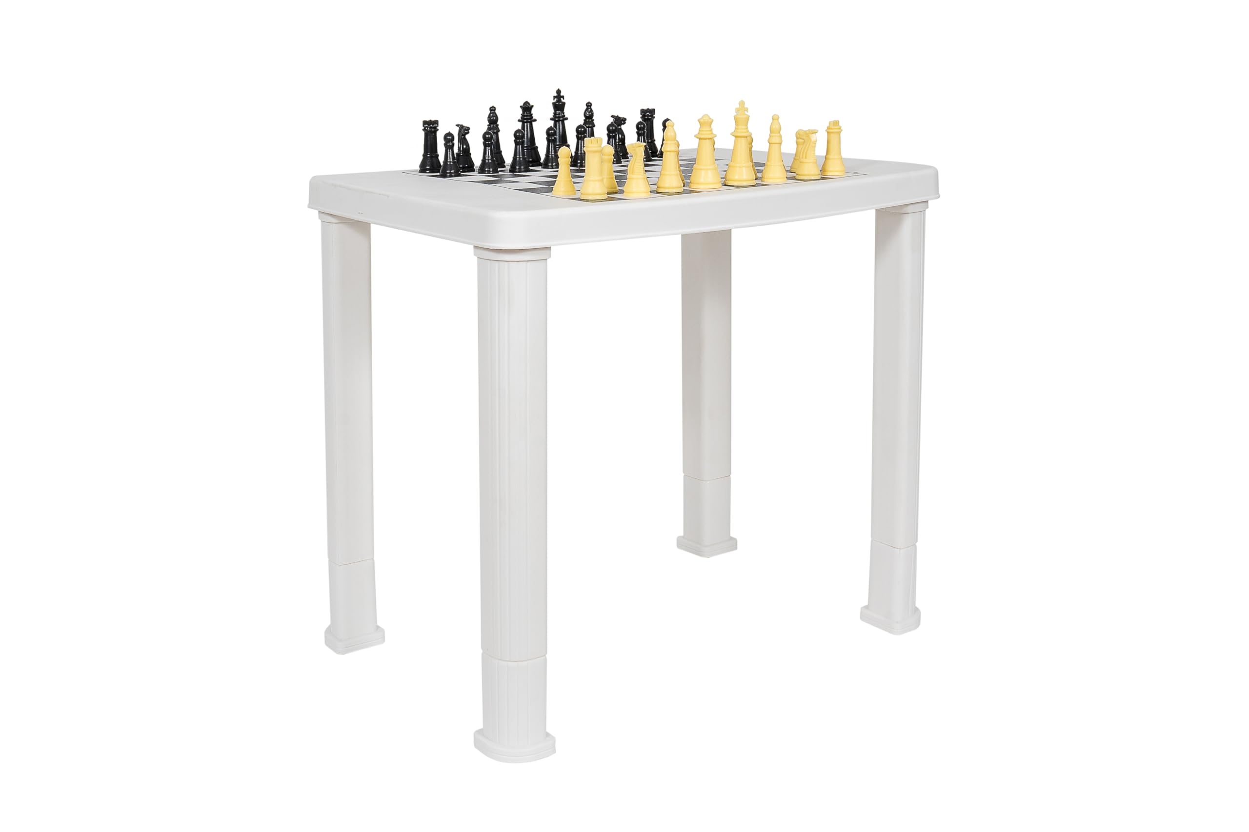 Surprise® Chess Board Mini Table | White Board Game for Boys & Girls | Kids Mini Playing Table With Adjustable Legs and Solid Coins