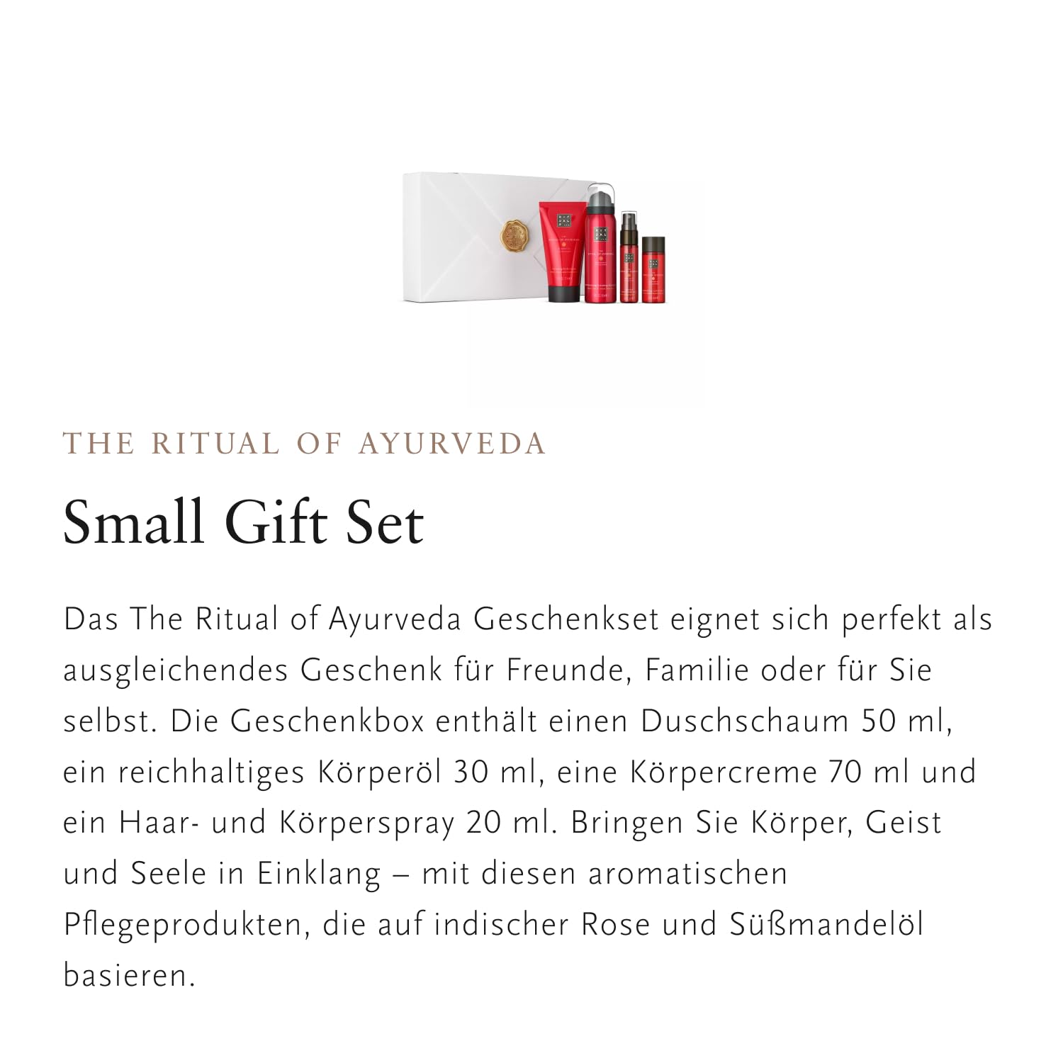 RITUALS Geschenkset für Frauen von The Ritual of Ayurveda, Kleines Geschenkset - Mit indischer Rose und Mandelöl - beruhigend und pflegend
