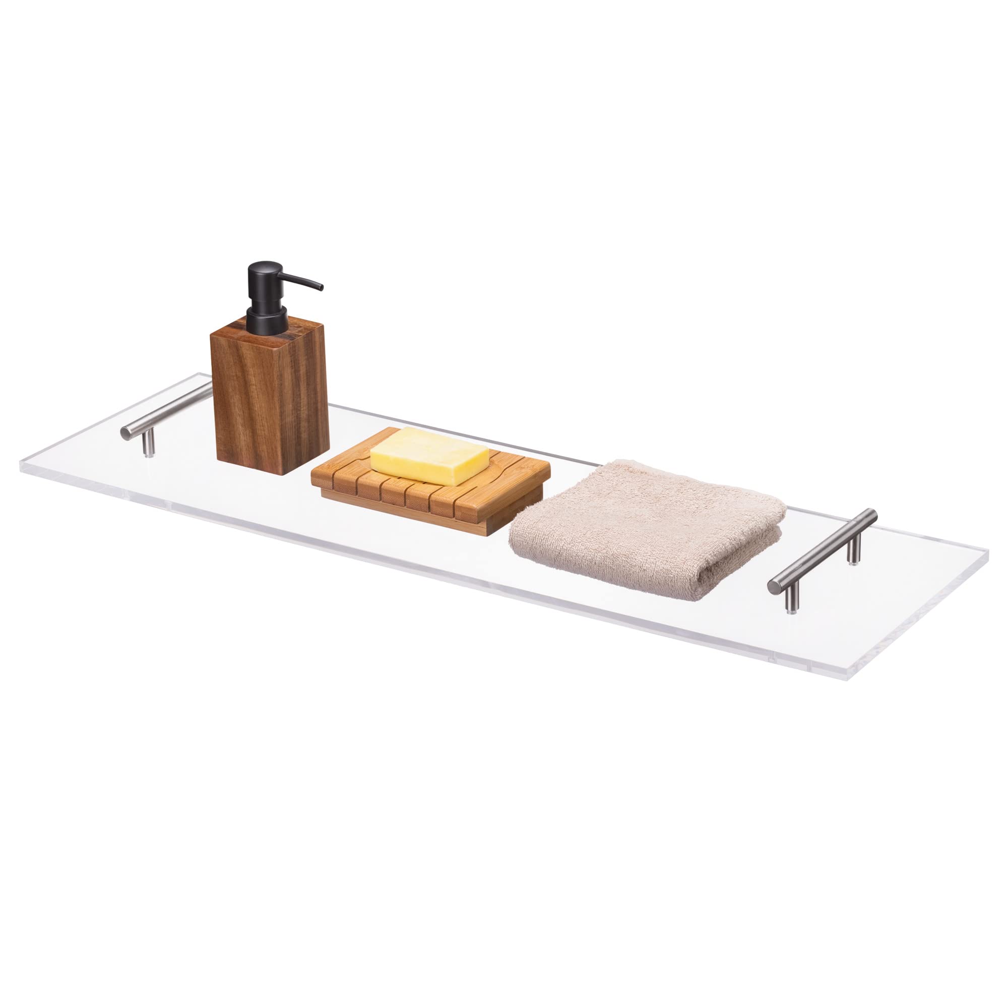 Navaris Vassoio Vasca da Bagno Plexiglass 73x23cm - Tavolino Vasca Bagno Acrilico - Mensola Porta Oggetti - Tavolo Appoggio Bathtub Tray Trasparente