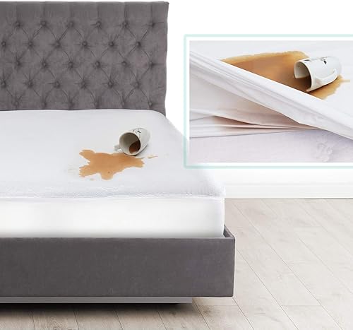 Nestl Protector de colchón de rizo de algodón de alta calidad, suave, transpirable e impermeable, protector de colchón para niños pequeños de 10