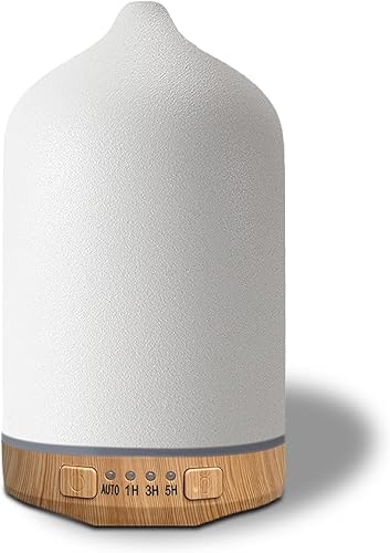 Miniatura 1 de Difusor de aceite esencial de cerámica, humidificador de aromaterapia de 8.5 fl oz y 7 luces nocturnas que cambian de color con apagado automático,