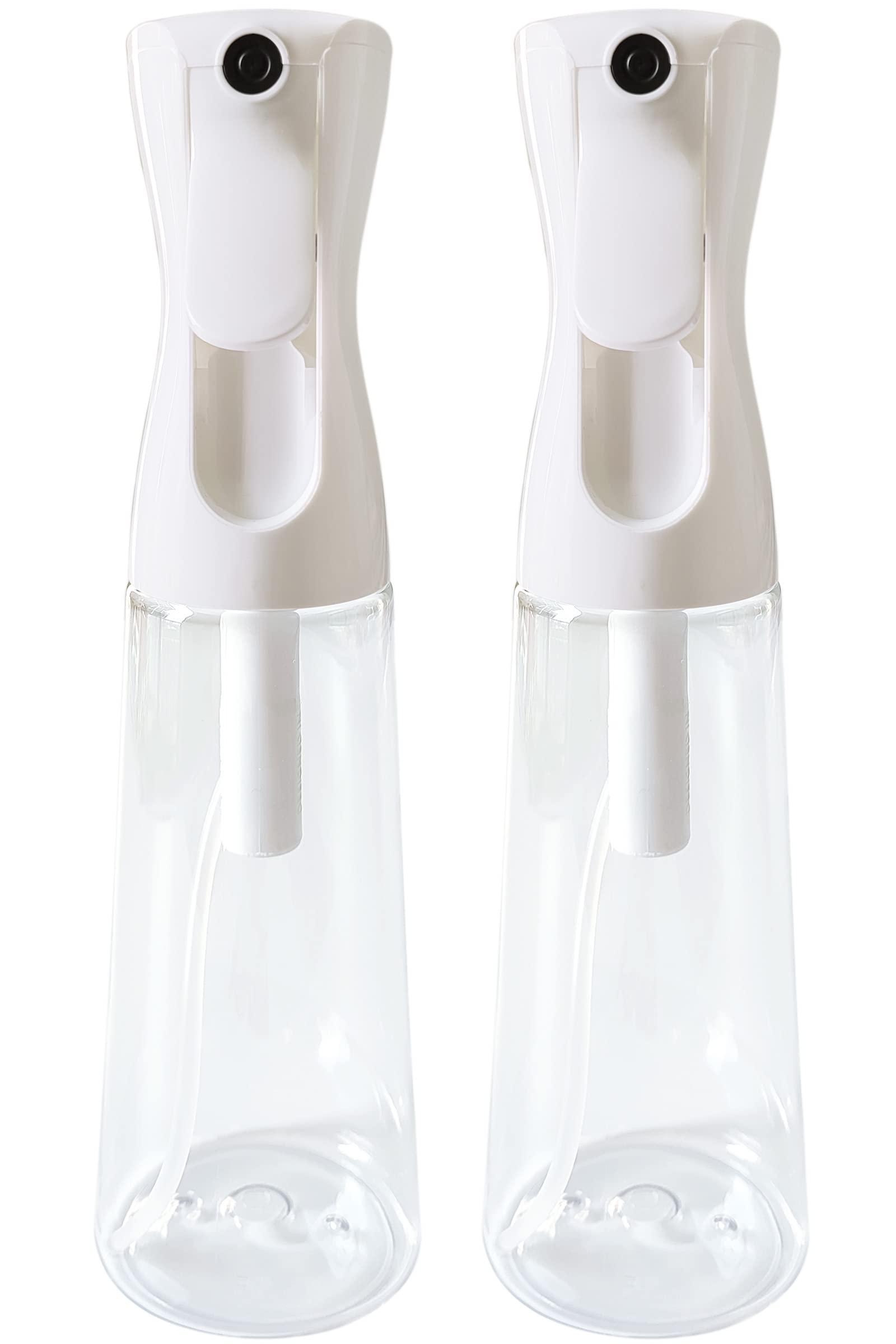 dicodoum 2 pack hair water spray bottle, pressurized refillable plastic face mister continuous fine mist sprayer for curly hairstyling plants cleaning clear 300ml