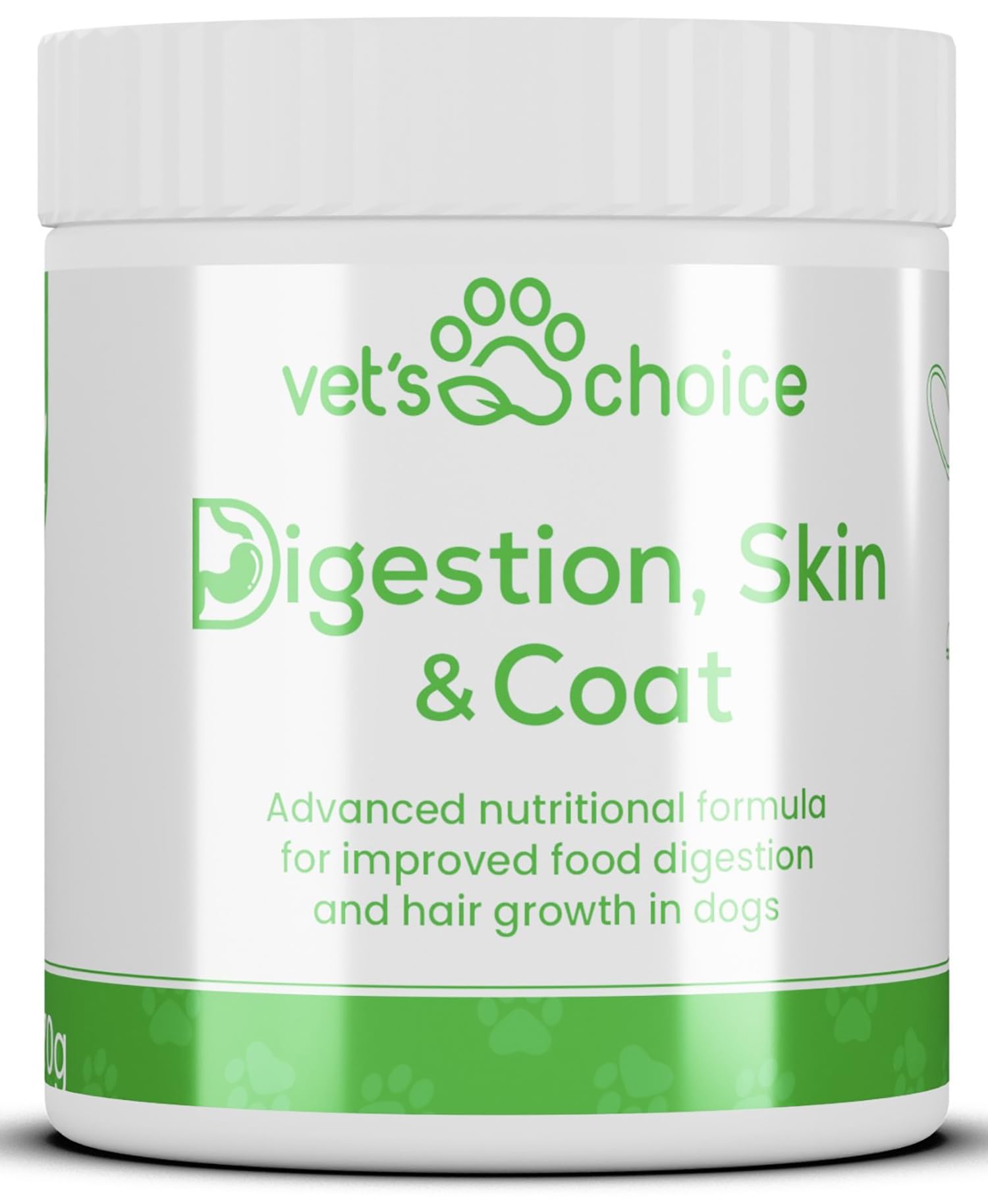 Dog Digestion Supplement - Digestion, Skin & Coat Powder - 270g | Vet's Choice - GMP Certified | Digestive balance, skin & coat maintenance | UK Made Dog Supplement, Mix in with Food (Beef Flavour)