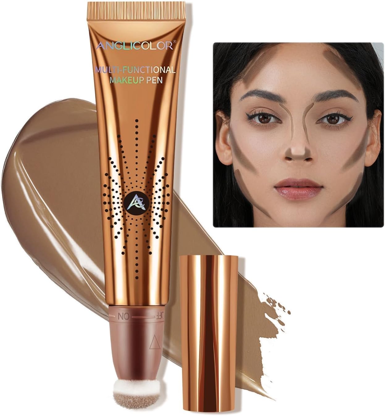 Anglicolor Contour Stick Beauty Wand, Liquid Contour Beauty Wand, Smooth, Lightweight, Liquid Bronzer Wand For A Naturally Sculpted Look, Vegan & Cruelty-Free (04#FAIR/LIGHT,12ML)