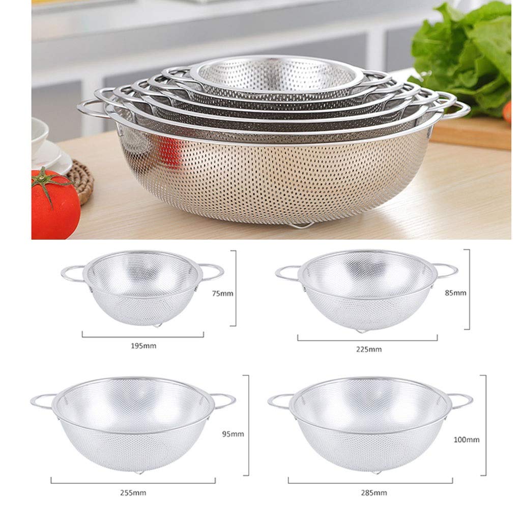 1 Unids Malla De Acero Inoxidable De Malla Fina, 195 Mm / 225 Mm / 255mm / 285mm Hortalizas Colador, Cesta De Lavado De Fregadero De Cocina con Dos Asas (Solo Filtro) (Size : Diameter 255mm)