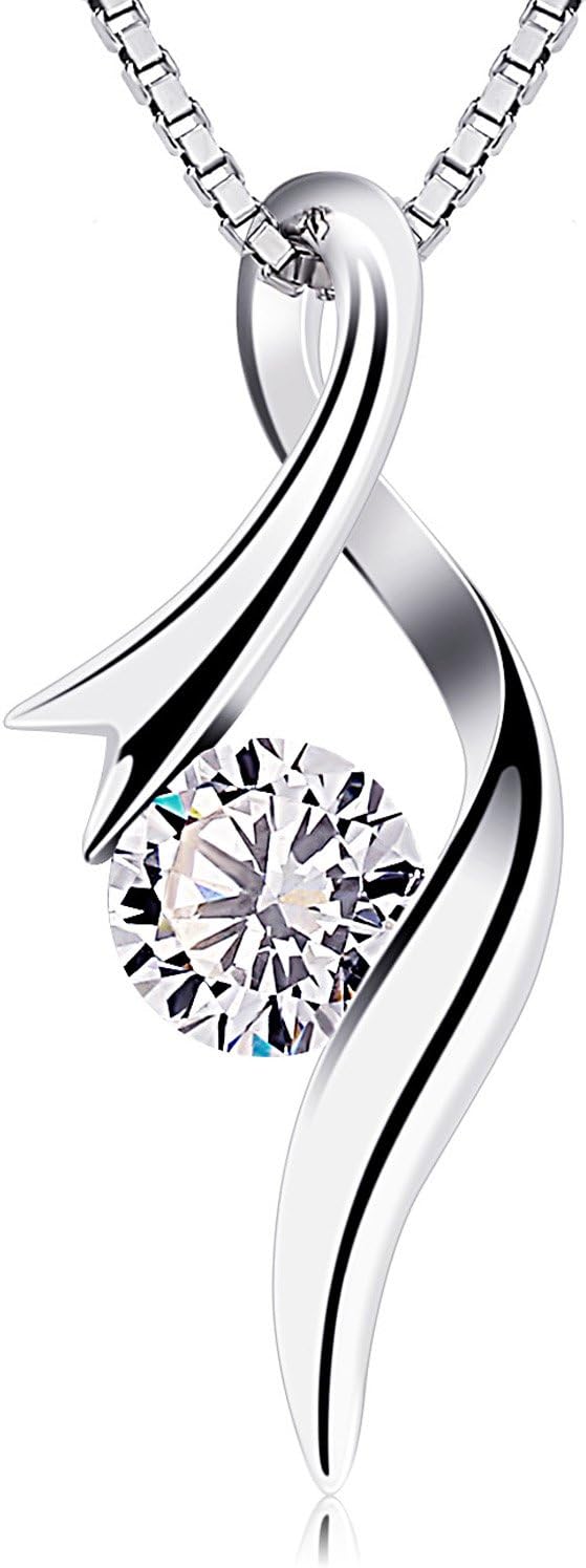 Women's Necklace, S925 Sterling Silver, Eternal Beauty Necklace, 5A Grade Zirconia Sparkling, Detachable Pendant, Christmas/Valentine's Day/Mother's Day/Birthday Gift, Comes with Gift Box - Amazon product rated Grade A