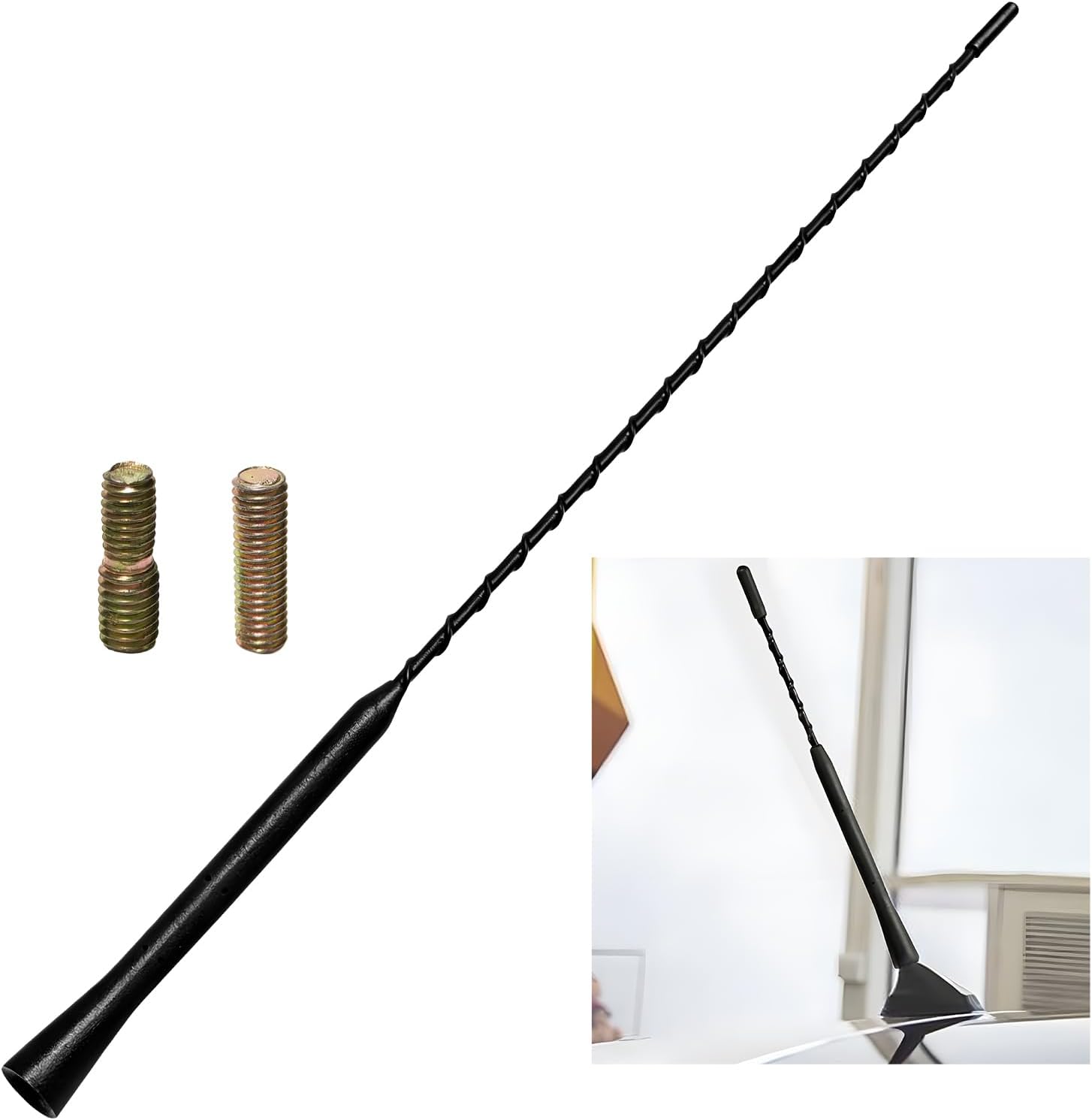 Car Antenna Replacement, 9.06 Inch Flexible Rubber Radio Antenna with M5 M6 Threaded Adapters, Universal Roof Mounted AM FM Stereo Aerial Mast for Sedans Trucks SUVs (9 Inch)