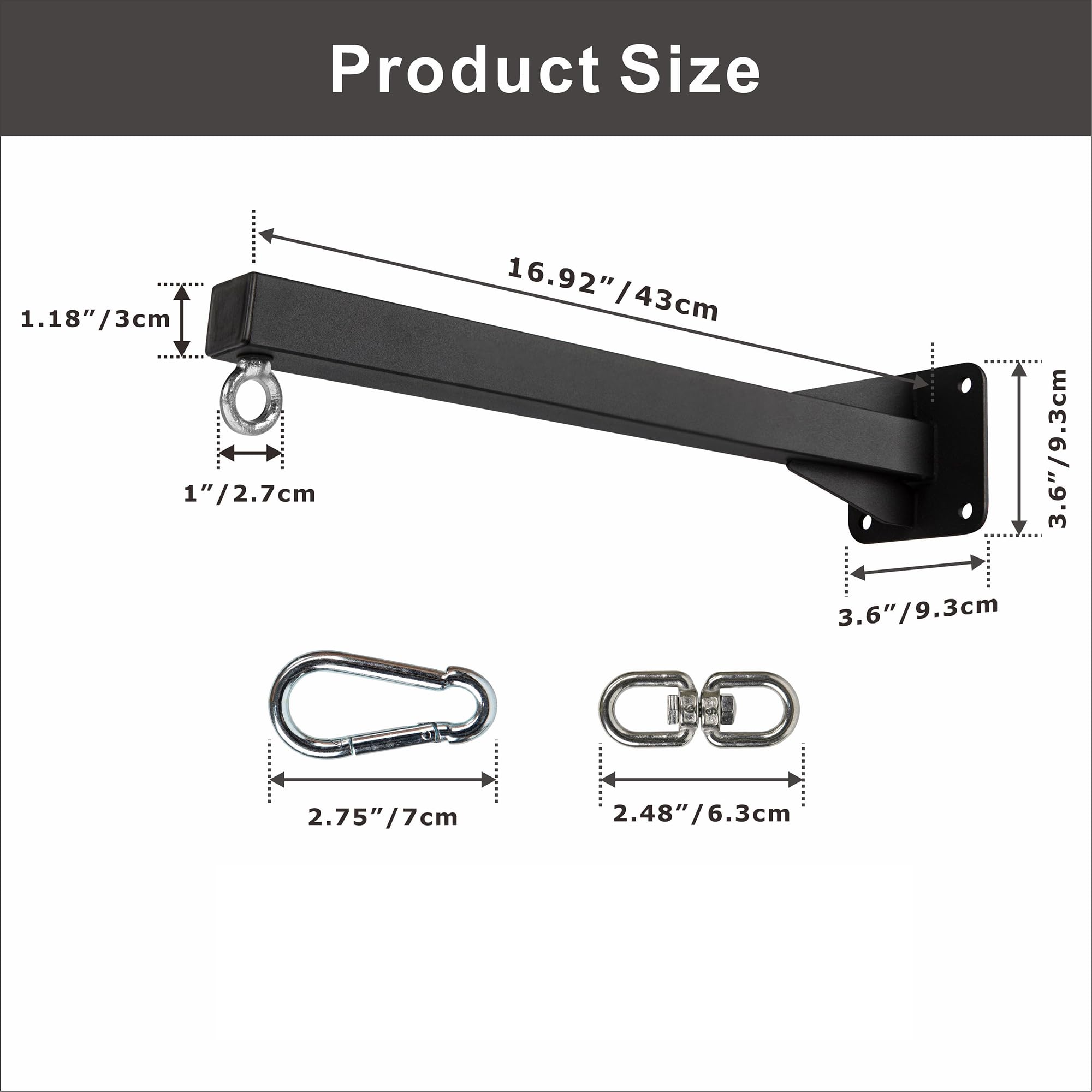 YZZHAJ Heavy Punching Bag Wall Mount Hanger,Heavy-Duty Boxing Bag Bracket,Punching Bag Mount Stand for Muay Thai and MMA Training, 360 Rotation Swivel Hook Matte Black