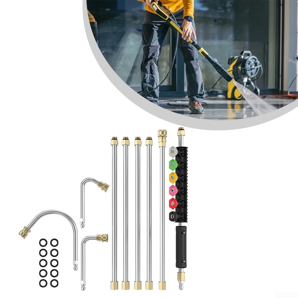 Ugelli per idropulitrici, ugelli a innesto rapido, Bacchetta di estensione for idropulitrice 9FT Raccordi in ottone inossidabile 6 punte Veicolo for tetto a grondaia