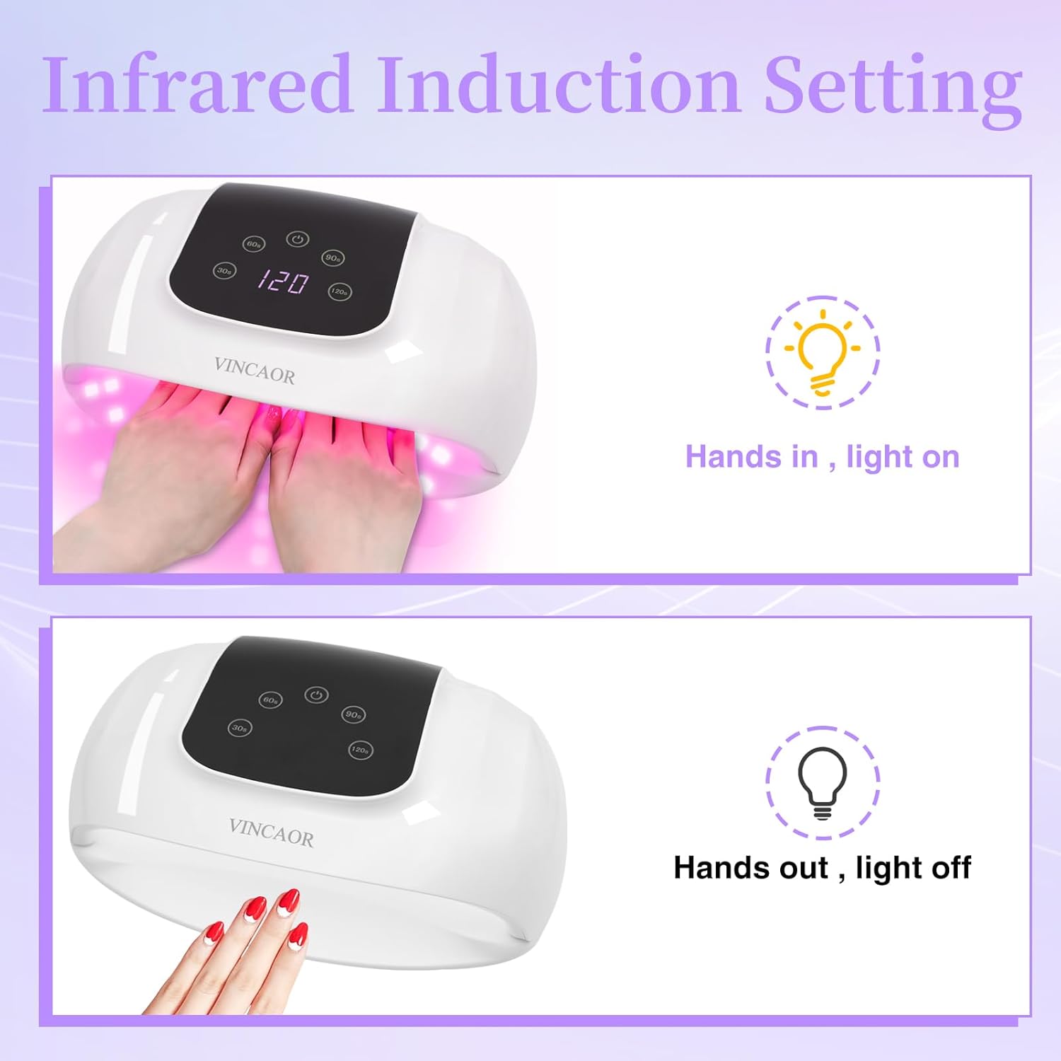 150W UV LED Nail Lamp with 72 Beads, Professional Nail Dryer for Gel Polish with 4 Timer Settings, UV Nail Light with Automatic Sensor & LCD Display, Nail Curing Lamp for Salon or Home Use