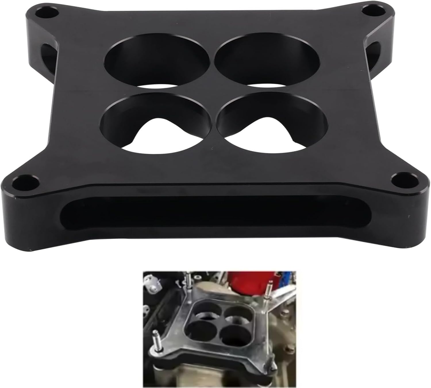 1" Thick Aluminum 4150 CNC Machined Carburetor Spacer Square Bore 4 Port