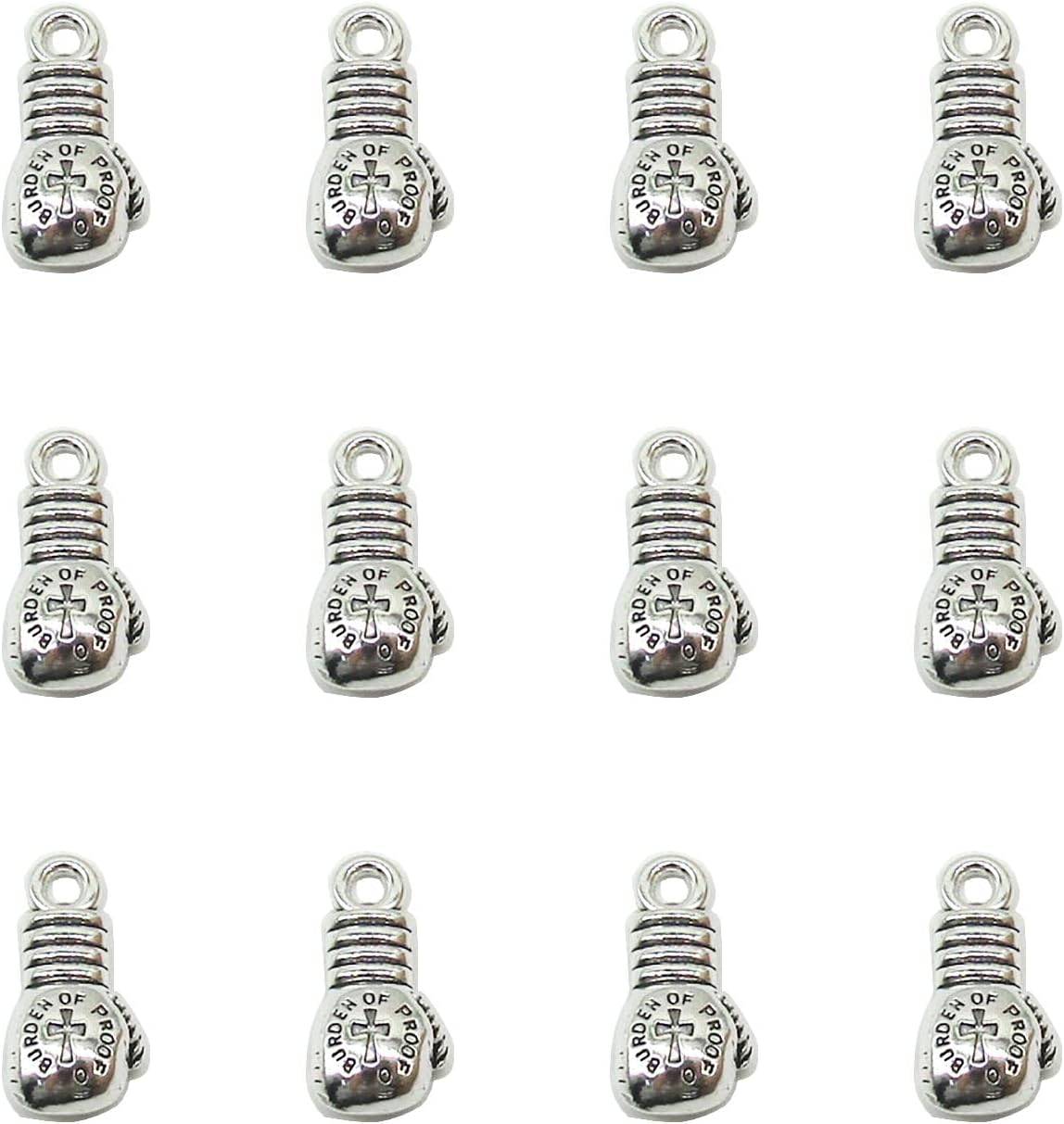 24 Pcs 3D Silver Boxing Glove Charms Boxing Gloves Pendant