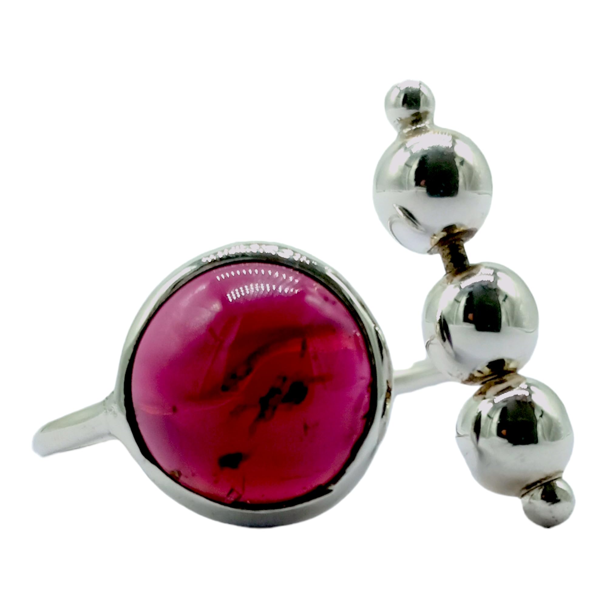 925 Sterling Silver Ring, Garnet Ring, Adjustable Silver Ring, Statement Ring, Red Round Garnet Gemstone Ring, Wedding Bridesmaid Boho Bohemian Handmade Ring KOHI Ring KGJR#063 (9)