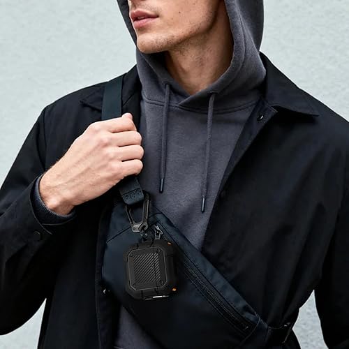 Vista 7 de Funda para AirPods 4, Compatible con Apple AirPods de 4ª Generación Funda Cubierta con Bloqueo Seguro y Llavero y Kit de Limpieza, Funda Protectora