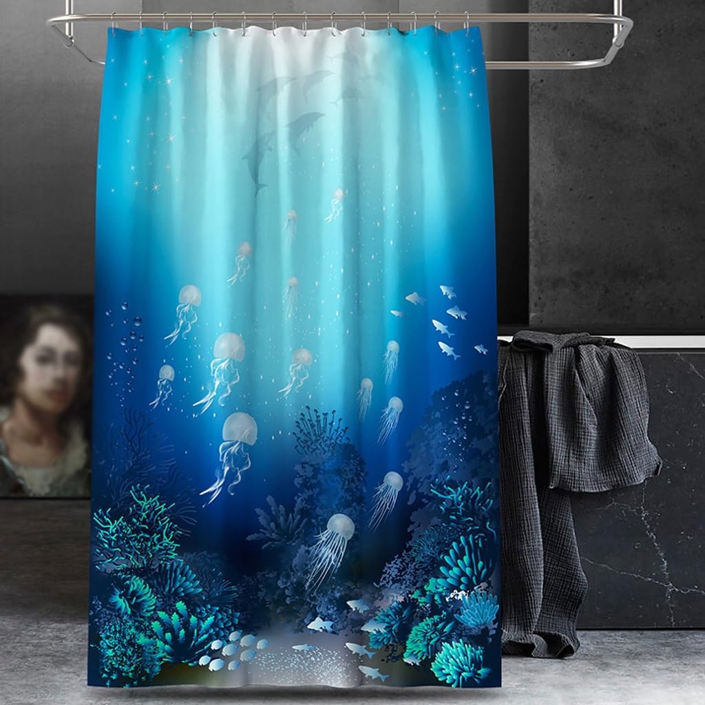 Shower Liner Shower Curtain Underwater World Pattern Shower Curtain Polyester Waterproof Shower Curtain Bathroom Partition Curtain Bathroom Curtain Suitable for Bathroom (Size : W120xH180cm) ( )