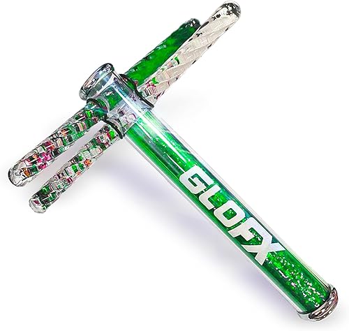 GloFX Tubo caleidoscopio líquido verde de 7.5 pulgadas, caleidoscopios coloridos para adultos, juguetes de flujo y varitas de purpurina rave,