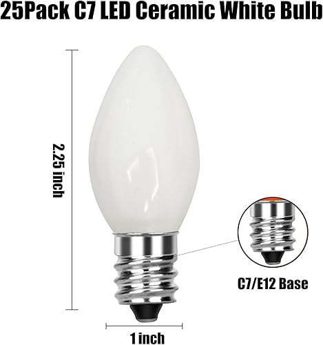 Miniatura 2 de C7 Bombillas de repuesto de Navidad, luz nocturna LED blanca de cerámica para velas de ventana y candelabros, bombillas de luz de candelabro de bajo