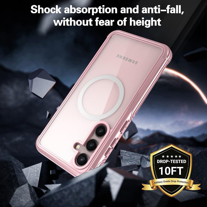 Image of LuxuryKase Shockproof Front & Back Cover for Samsung Galaxy S24 with Full Body Protection | Strong Grip | Camera & Screen Guard | Wireless Charging Support | Durable TPU+PC Design - Pink