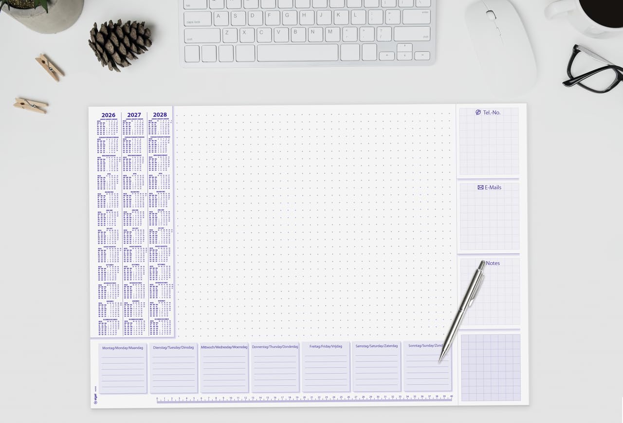 SIGEL H6355 Paper Desk pad- Weekly Planner - Lilac - Approx. A2-2026/2027/2028 - DE/EN/NL - 30 Sheets - FSC-Certified - Image 2
