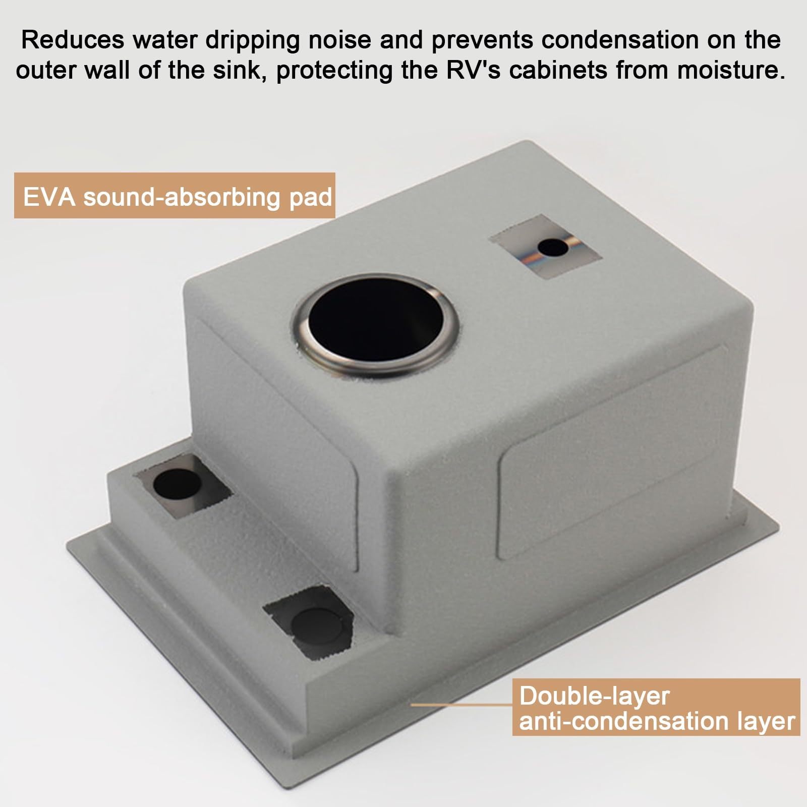 Fregadero RV con grifo elevador, doble cubierta, arandela de vaso, acero inoxidable 304 para cámper, caravana, barco, bar