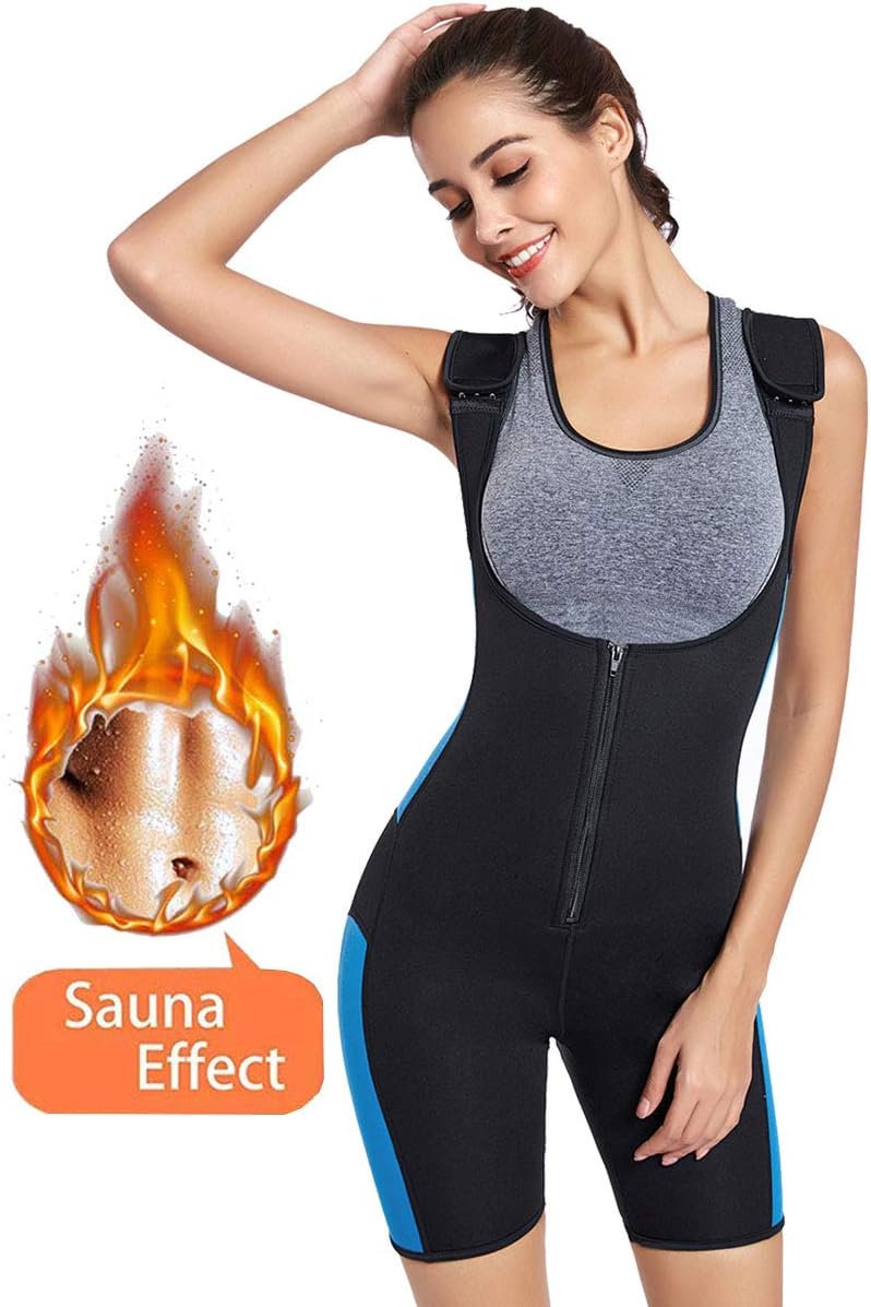 Women's Full Body Shapewear Sport Sweat Neoprene Suit,Waist Trainer Bodysuit with Adjustable Straps for Weight Loss