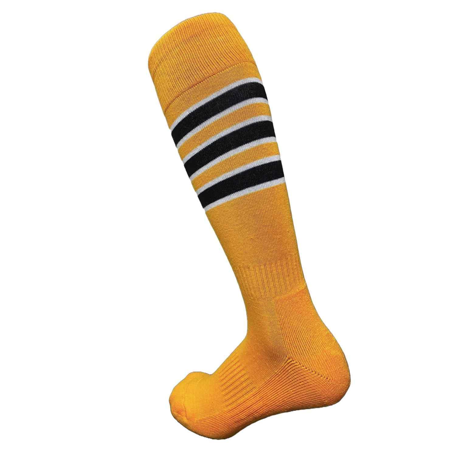 COUVER Mens Cotton Striped Knee High Sports Socks