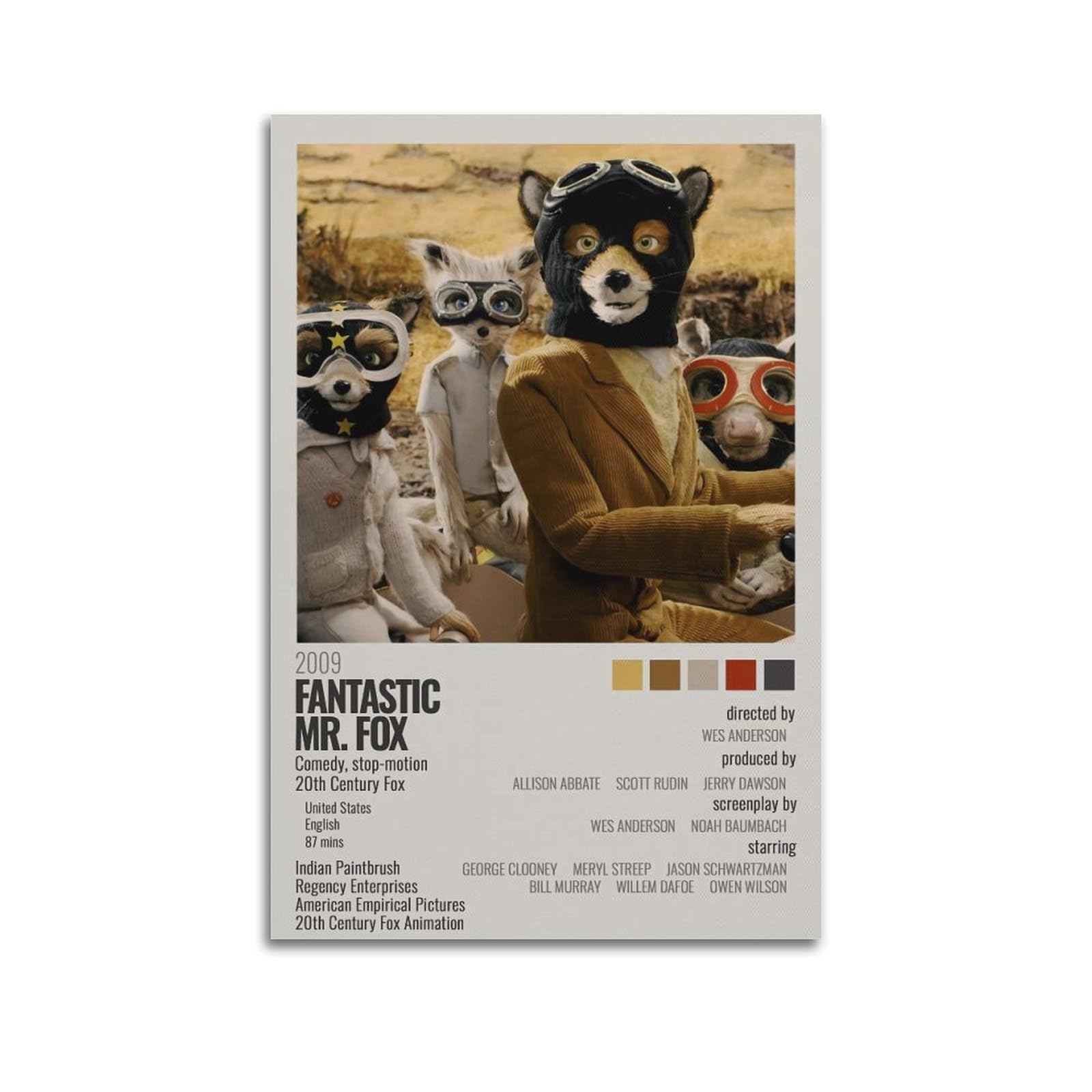 FDRPMHC Fantastic Mr. Fox Canvas Wall Art Decor Living Room Modern Family Bedroom 24x36inch(60x90cm) Unframe-style