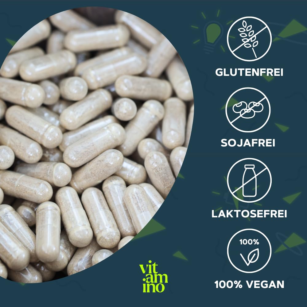 Vitamino Recharge - Koffeinhaltige Kapseln mit Guarana, Grüntee, B-Vitaminen uvm., für Deine mentale Performance - Vegan, Glutenfrei, Lactosefrei