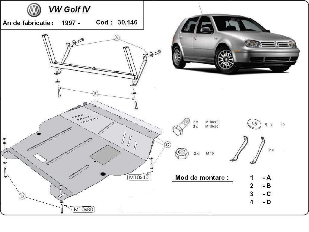 Placa protectora de cárter para motor compatible con VW Golf 4 (1998-2006)