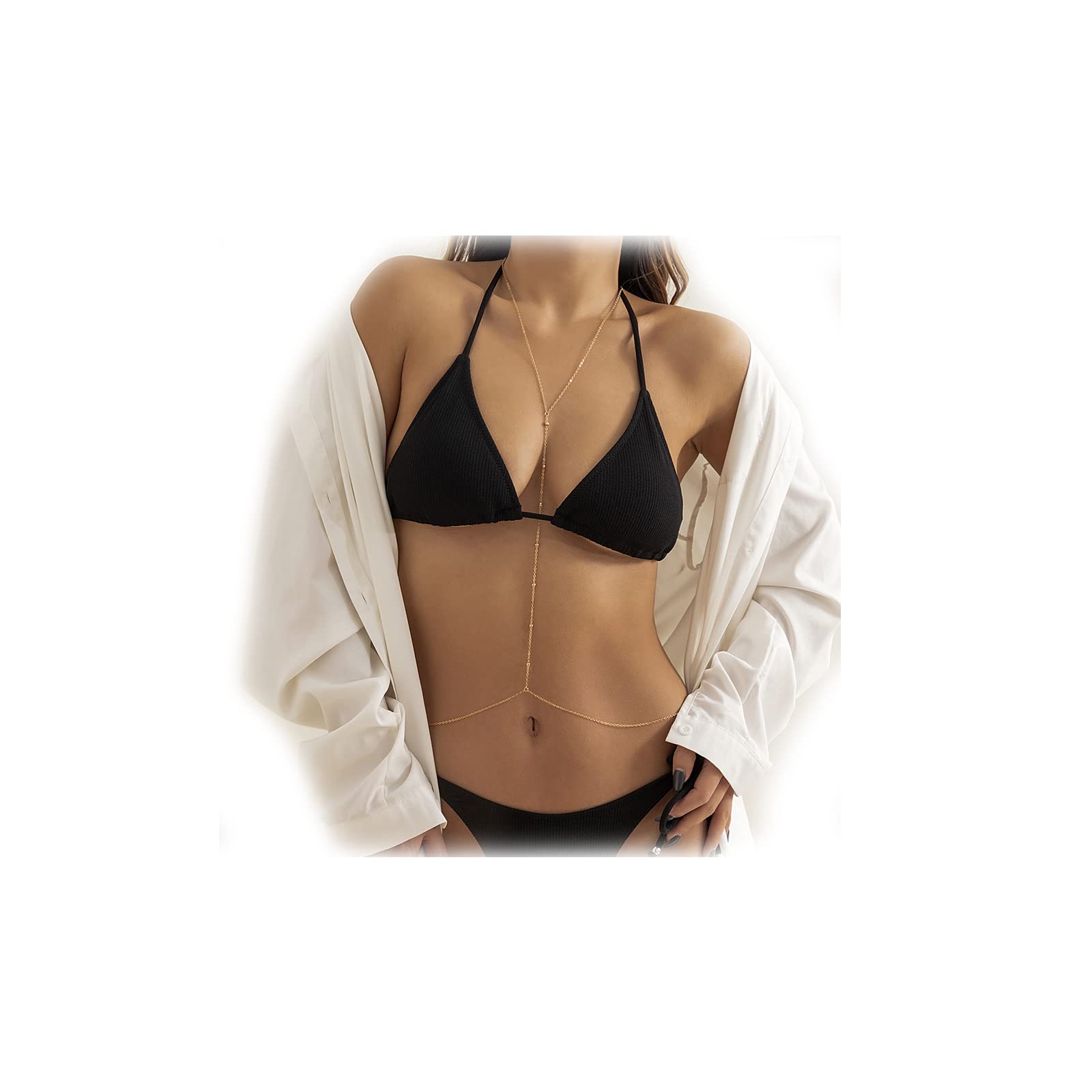 TaichellGold Body Chain Necklace & Bikini Waist Bracelet for Women