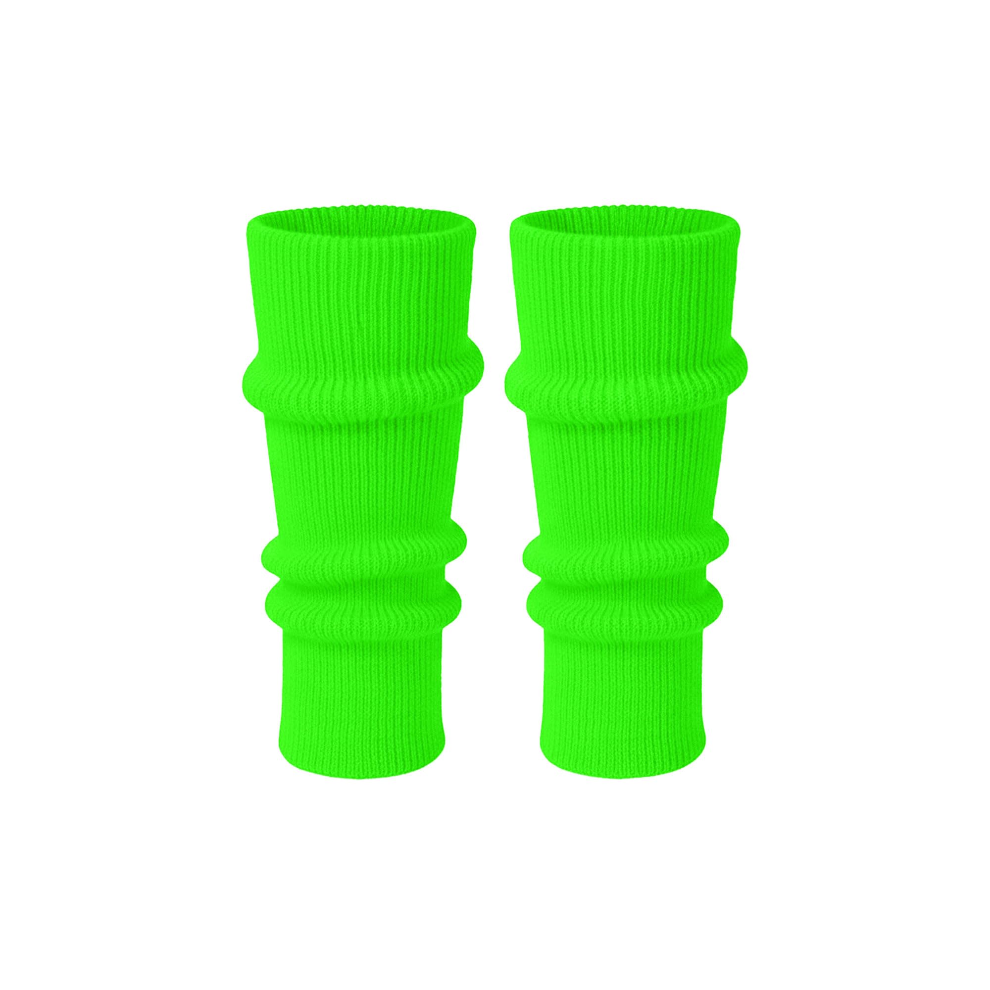 Makii Women's Green Extra Soft Knee Warmers - Knitted Stylish 80S Dance Party Ribbed Neon Leg Warmers For Winter Uk (Green)