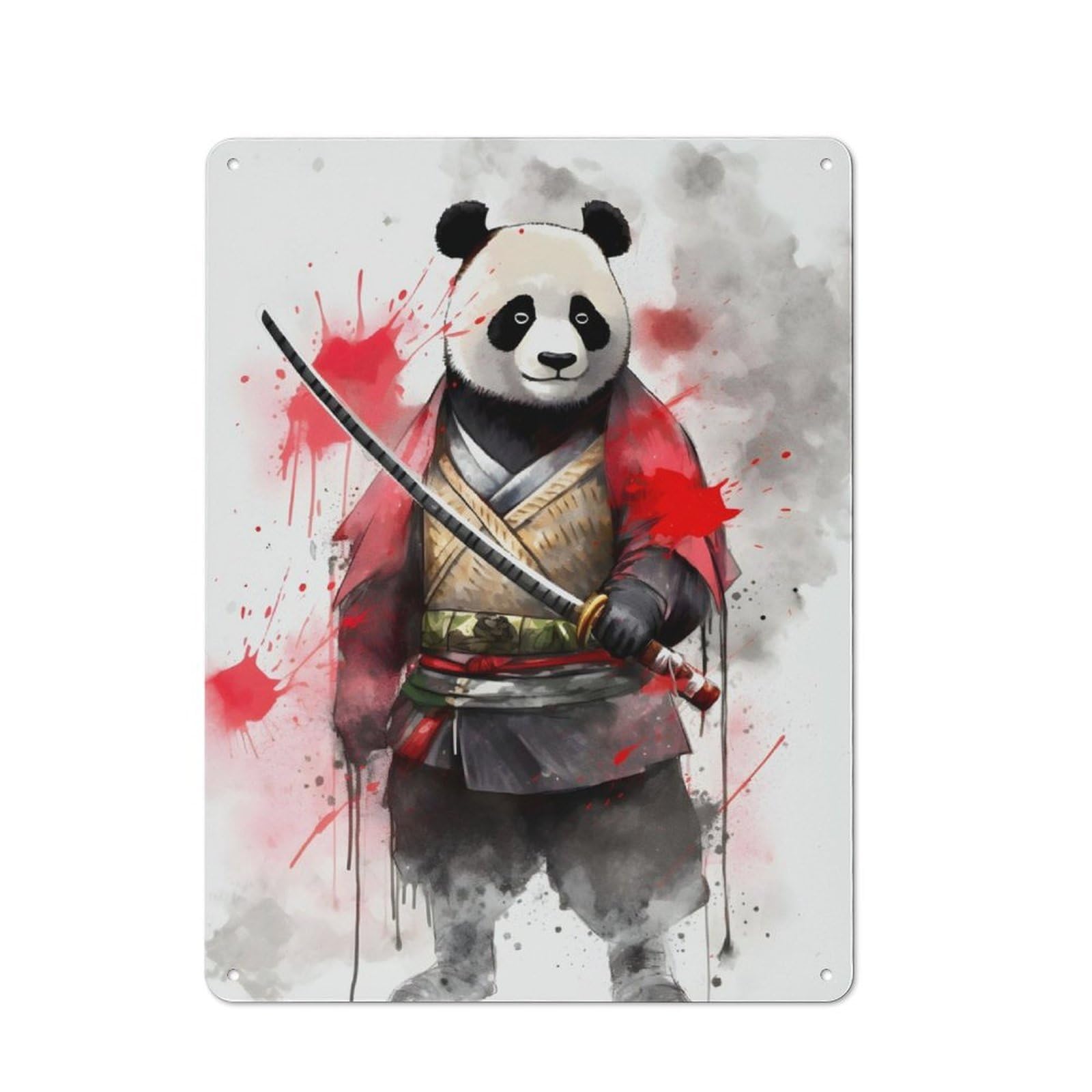 Junmoney Panda Retro Tin Wall Plaque 40X30cm For Studio Or Craft Room, Winter Wall Decor For Creative-Space Collectors