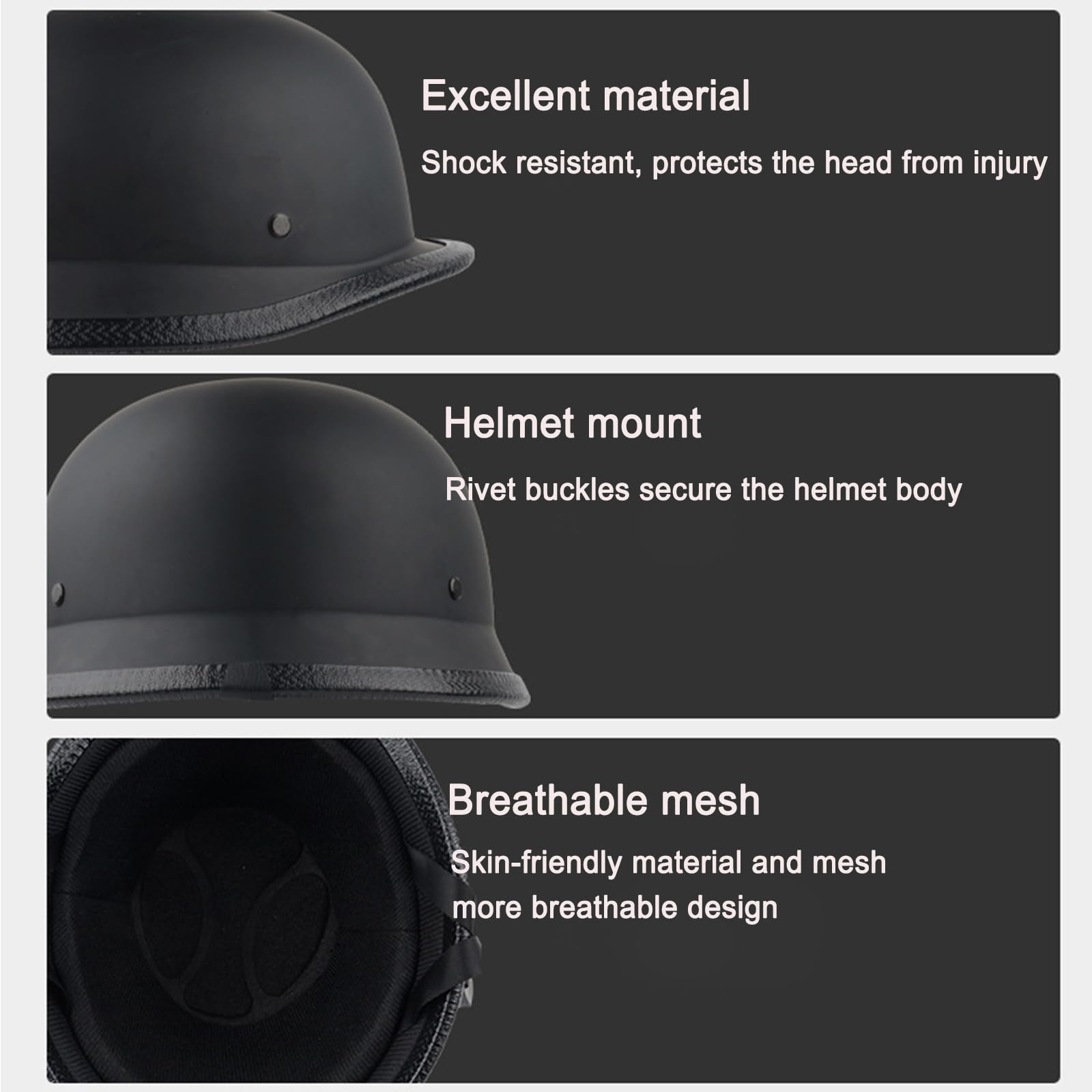 Motocicleta Retro Medio Casco Motocicleta Alemán Estilo Jet Casco ECE Homologado Scooter,ciclomotor Casco Abierto Moto Mujer Y Hombre con Hebilla Liberación Rápida Half Shell Casco