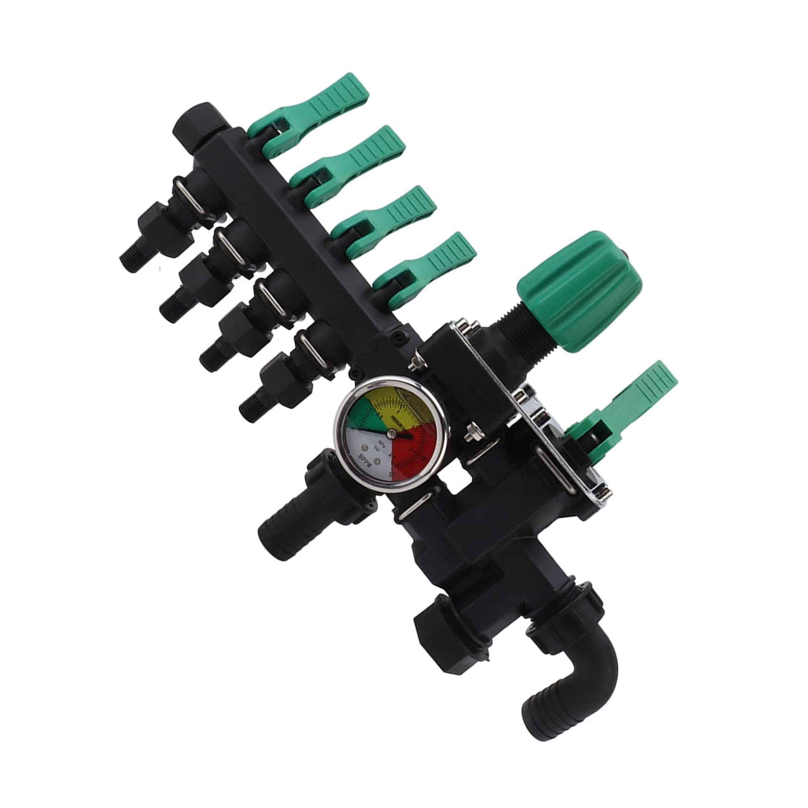 Divisor de Manguera Colector Resistente de 4 Vías con Interruptores Independientes para Uso en Granjas y Jardines Material Duradero Resistente a la Oxidación