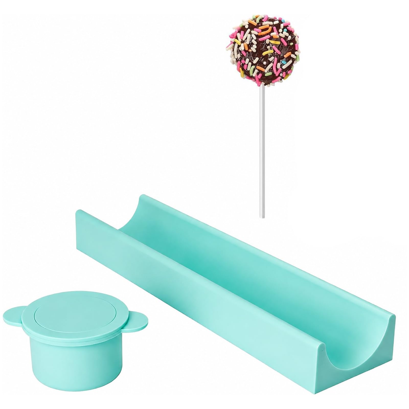 Green Cake Pop Mould Set with Round Dessert Mould & Tray, Easy Release Silicone Shaper Mold Maker Kit, Cake Pop Cutter & Cake Form Kit for DIY, Chocolate, Candy Making, Home Kitchen Baking