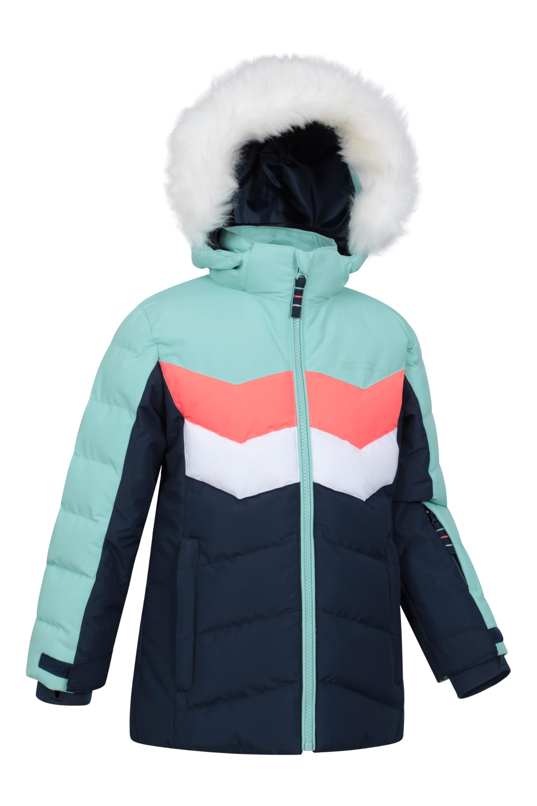 Mountain Warehouse Veste de Ski rembourrée Arctic pour Enfant - Résistante à l'eau, Jupe Pare-Neige intégrée, Isolation en Microfibre, Capuche détachable, Hiver