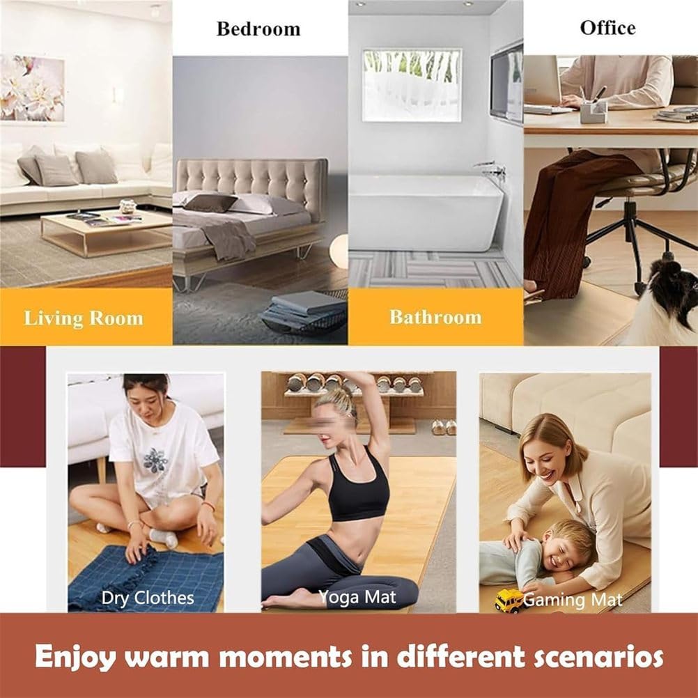Grande Tappeto Riscaldato Elettrico Al Grafene, Tappetino Riscaldante Elettrico Per Pavimenti, Tappeto in Peluche Con Termostato E Timer, Scaldapiedi Riscaldato, Soggiorno, Camera Letto,17,50*80cm