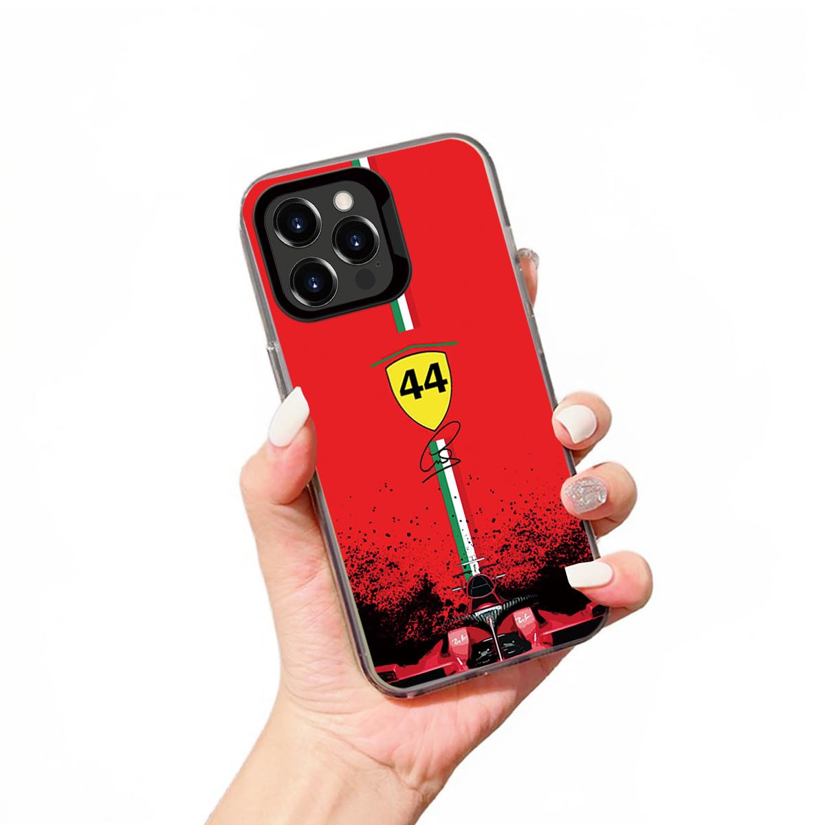 YEVAPOP Racing-Inspired Tough Phone Case Compatible with iPhone 12 Pro Max, Cool Race Suit Accessories Shockproof Protective Cover Case (F1 No.44 Red)