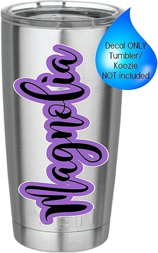 Miniatura 5 de Calcomanía personalizada con nombre, delineado, calcomanía de vinilo para vaso o vehículo, adhesivo de pared o ventana (aguamarina)