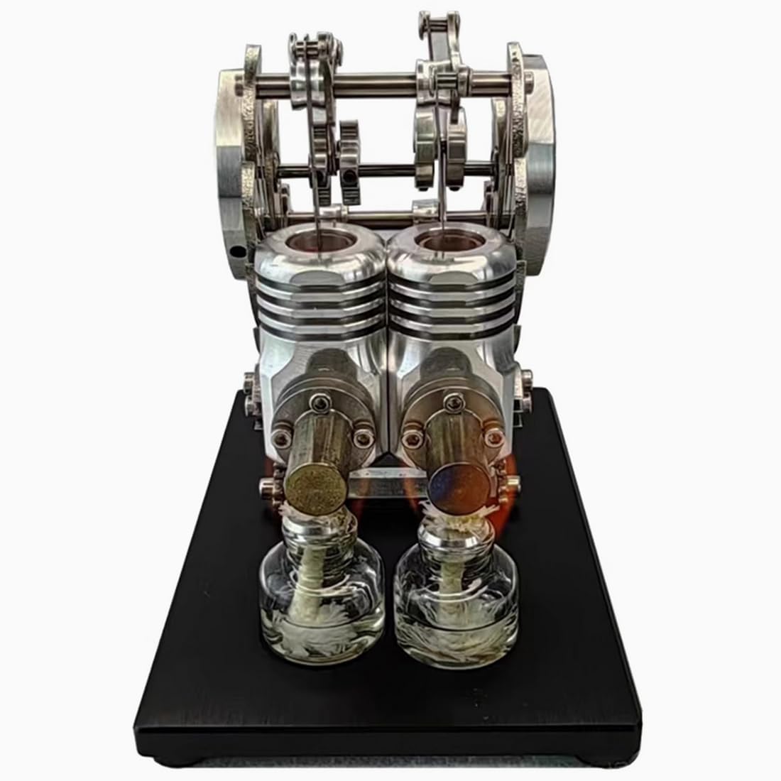 Stirling silnik do montażu, dwucylindrowy, dwucylindrowy, gorący powietrze, model silnika spalinowego, silnik spalinowy, zestaw do silników Sterling Engine
