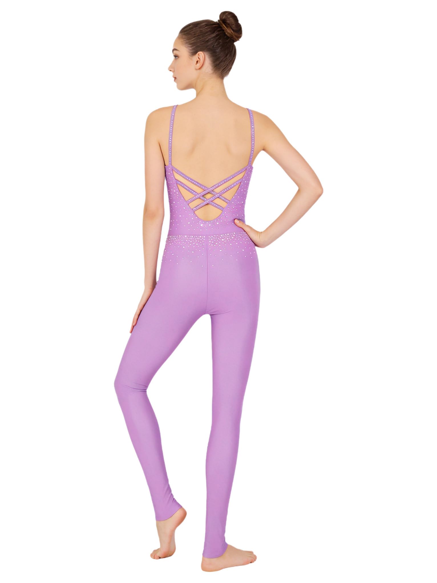 Mufeng Body Danza Classica Donna Camisole Body Ginnastica Artistica Tuta Intera da Pattinaggio Artistico con Paillettes Fiori Jumpsuit Tutina Elegante Dancewear