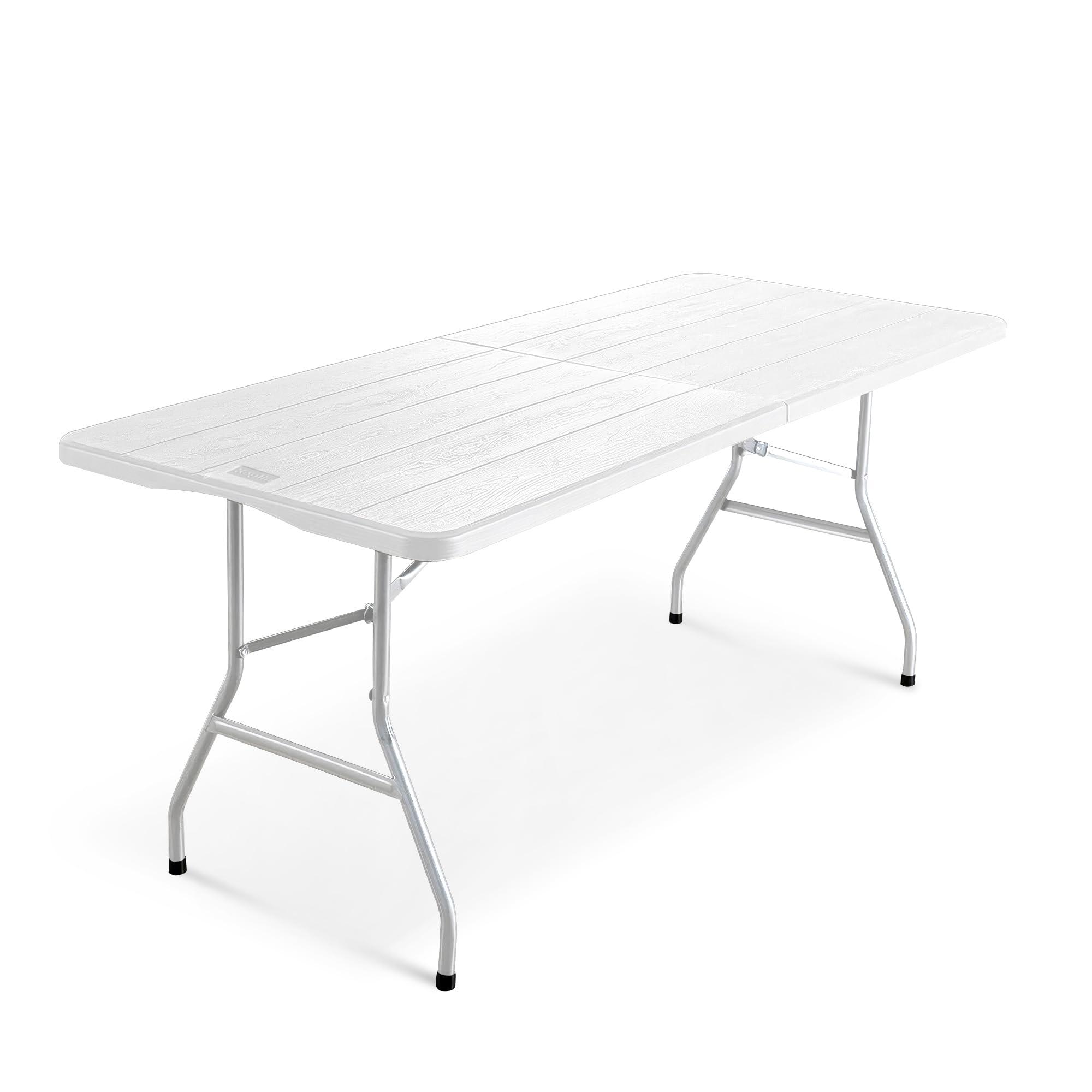 KEPLIN 6ft Folding Table with Patterned Top, 180x70x74cm – Sturdy Metal Frame, Waterproof, Portable & Easy Assembly – Ideal for Parties, BBQs, Camping (Wood Slate)