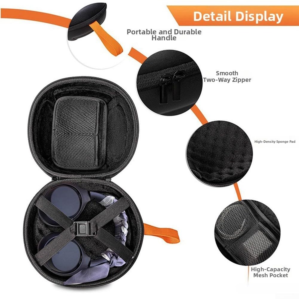 Custodia per cuffie in EVA per Sony WH-1000XM4, custodia protettiva portatile con tasca in rete per cavi e accessori, custodia rigida da viaggio 23 x 21 x 16 cm, nera