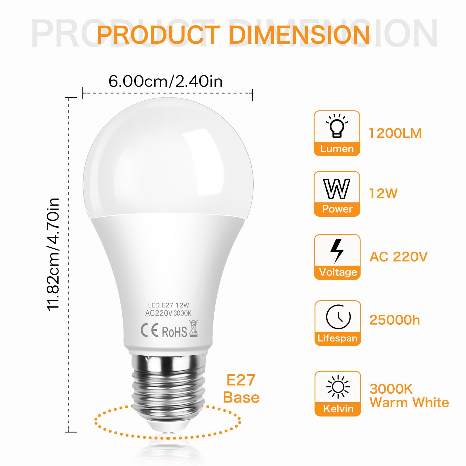 SCNNC LED Dusk Till Dawn Sensor Light Bulb ES E27 A60 12W, Automatic ON/Off, Warm White 3000K Light Sensitive Bulbs Outside - Image 2
