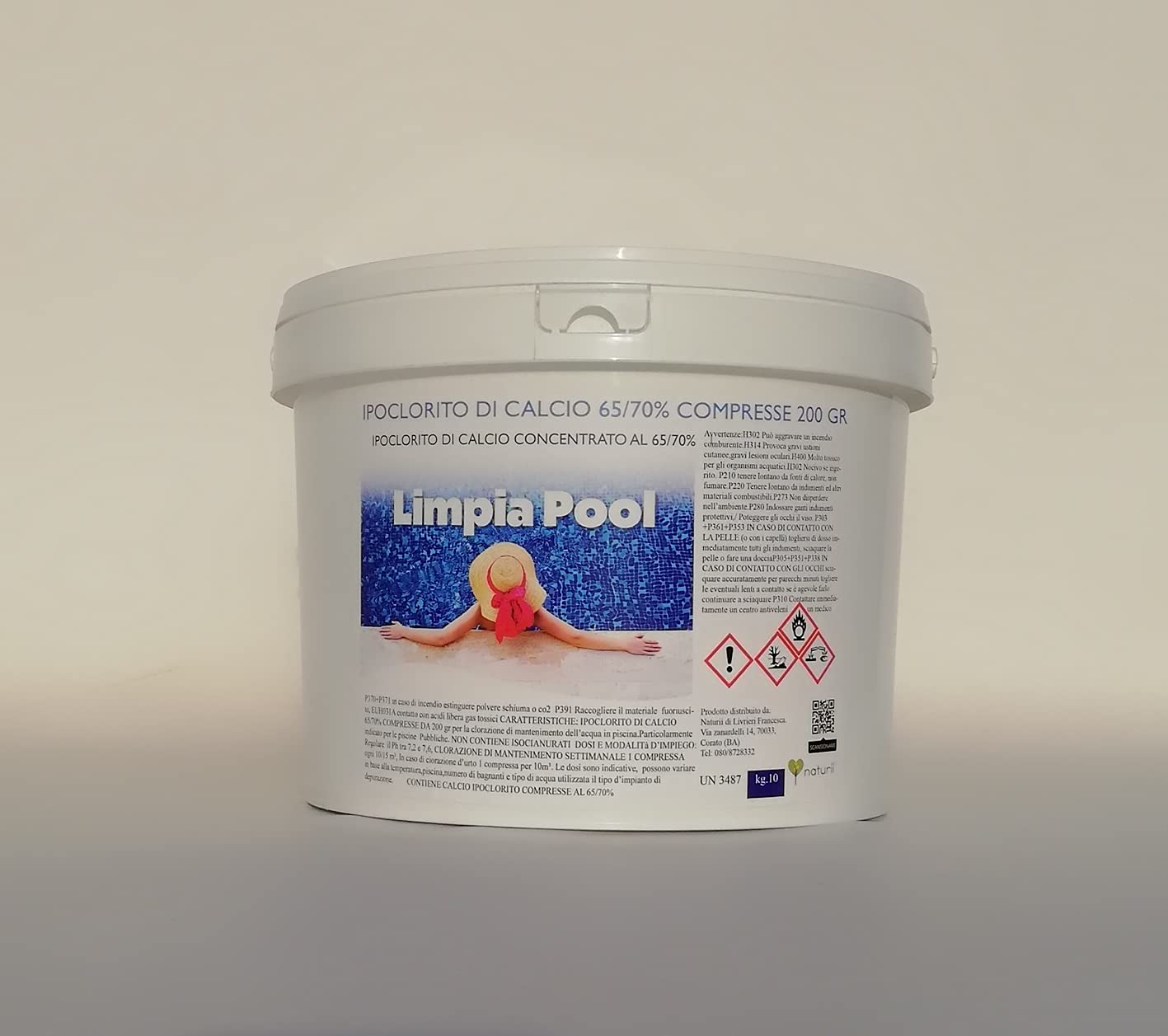 Limpia Pool 10 kg ipoclorito di calcio pastiglie 200gr. compresse pastiglioni per Acqua piscina