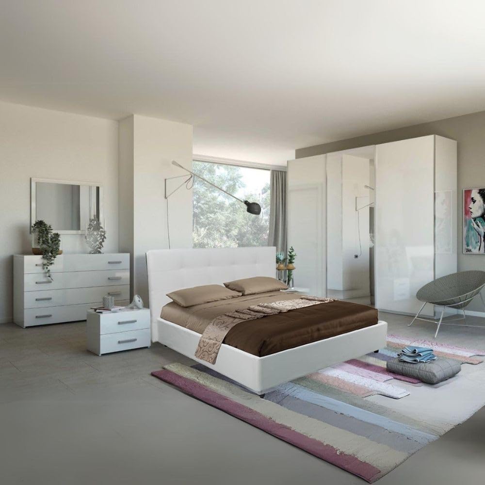 Indomita Camera da Letto Bianco Laccato Amara con Armadio 3 Ante scorrevoli